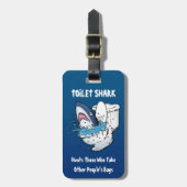 Toilet Shark Funny Blue Cartoon Bagagelabel (Voorkant verticaal)