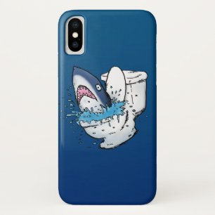 Toilet Shark Funny Blue Cartoon iPhone X Hoesje