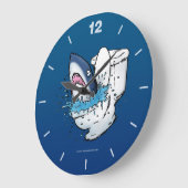 Toilet Shark Funny Blue Cartoon Grote Klok (Hoek)