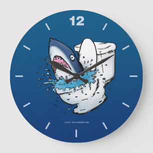 Toilet Shark Funny Blue Cartoon Grote Klok