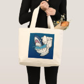 Toilet Shark Funny Blue Cartoon Grote Tote Bag (Voorkant (product))