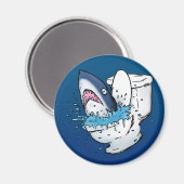 Toilet Shark Funny Blue Cartoon Magneet (Voorkant / Achterkant)