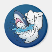 Toilet Shark Funny Blue Cartoon Magneet (Voorkant)