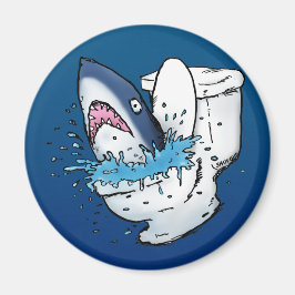Toilet Shark Funny Blue Cartoon Magneet