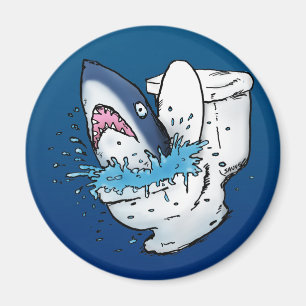 Toilet Shark Funny Blue Cartoon Magneet