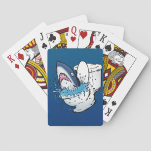 Toilet Shark Funny Blue Cartoon Pokerkaarten