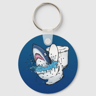 Toilet Shark Funny Blue Cartoon Sleutelhanger