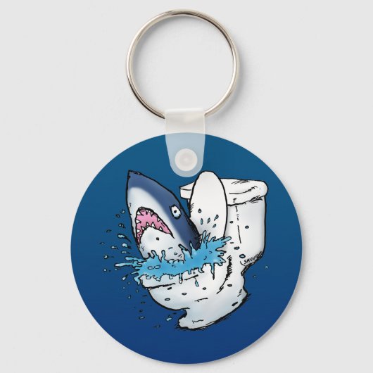 Toilet Shark Funny Blue Cartoon Sleutelhanger (Voorkant)