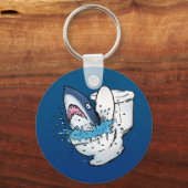 Toilet Shark Funny Blue Cartoon Sleutelhanger (Voorkant)