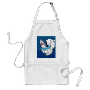 Toilet Shark Funny Blue Cartoon Standaard Schort