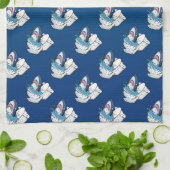 Toilet Shark Funny Blue Cartoon Theedoek (Gevouwen)