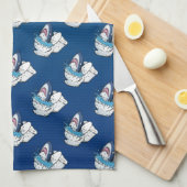 Toilet Shark Funny Blue Cartoon Theedoek (Quarter Fold)