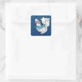 Toilet Shark Funny Blue Cartoon Vierkante Sticker (Tas)