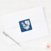 Toilet Shark Funny Blue Cartoon Vierkante Sticker (Envelop)