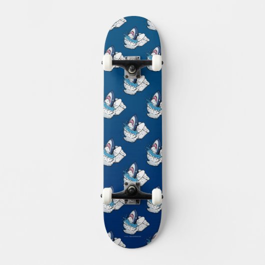 Toilet Shark Funny Blue Skateboard (Voorkant)