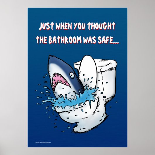 Toilet Shark Funny Poster (Voorkant)