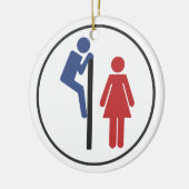 Toilet Spy grappige versiering voor kerstbomen Keramisch Ornament (Links)