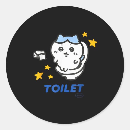Toilet Time Chikawa Meme Funny Tee  Ronde Sticker (Voorkant)