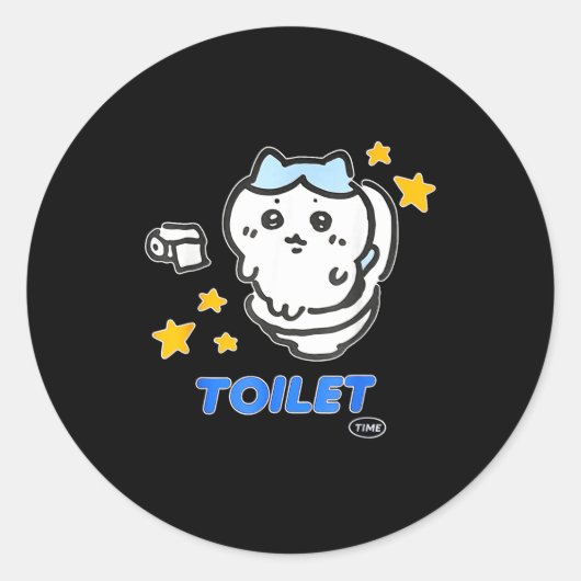 Toilet Time Chikawa Meme Tee Ronde Sticker (Voorkant)