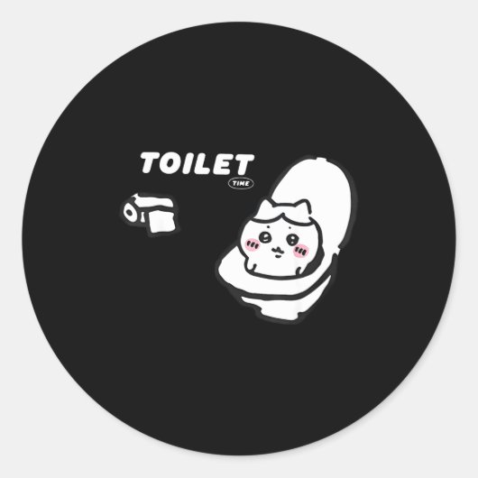 Toilet Time Chikawa Meme Tee  Ronde Sticker (Voorkant)