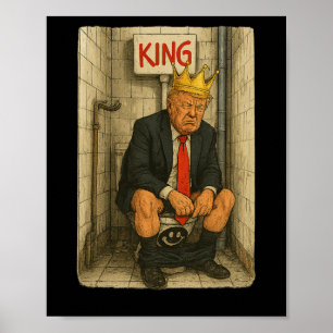 Toilet Troon Koning – Satirisch Trump Kunstwerk Poster
