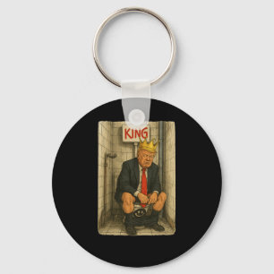 Toilet Troon Koning – Satirisch Trump Kunstwerk Sleutelhanger