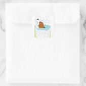 toilethond vierkante sticker (Tas)