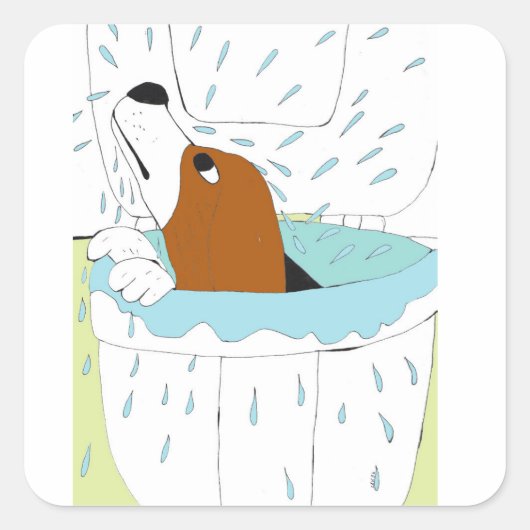 toilethond vierkante sticker (Voorkant)