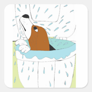 toilethond vierkante sticker