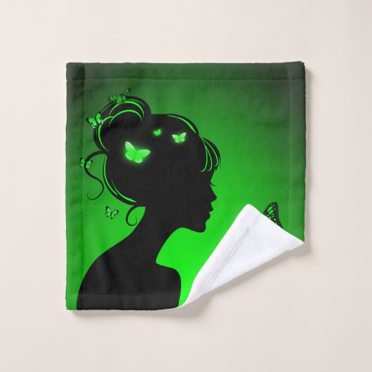 Toiletlinnen De groene vlindervrouw Washandje (Wasdoekje)