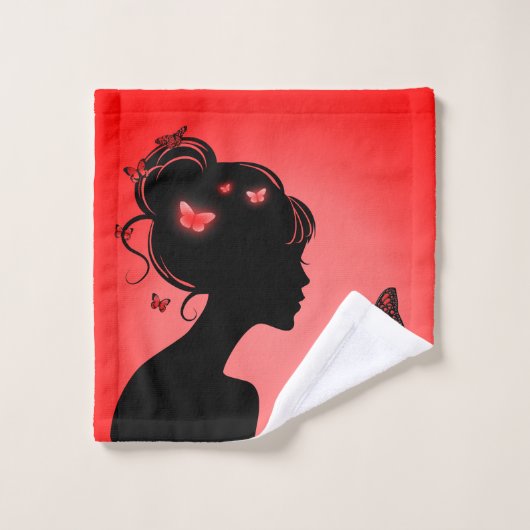 Toiletlinnen De rode vlindervrouw Washandje (Wasdoekje)