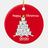 Toiletpapier 2020 Kerstboom Keramisch Ornament (Achterkant)