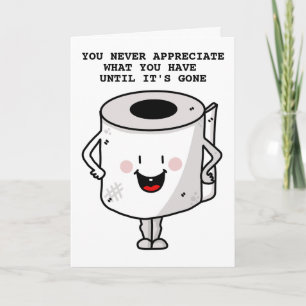 TOILETPAPIER GRAPPIG VERJAARDAG WENSKAART BEDANKKAART