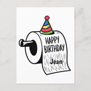 Toiletpapier met Birthda pet tekening Briefkaart