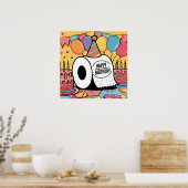 Toiletpapier met petten ballonnen poster (Keuken)