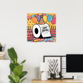 Toiletpapier met petten ballonnen poster (Thuiskantoor)