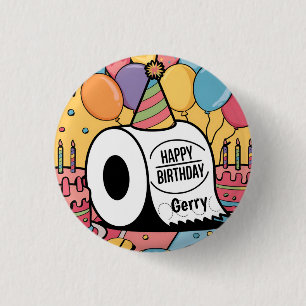 Toiletpapier met petten ballonnen ronde button 3,2 cm