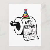 Toiletpapier met tekening van verjaardagshoed briefkaart (Voorkant)