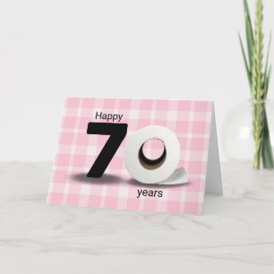 Toiletpapierrol op geruit motief voor 70ste verjaa kaart