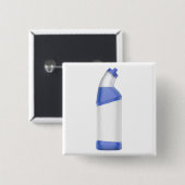 Toiletreinigingsfles met leeg etiket vierkante button 5,1 cm (Voorkant /achterkant)