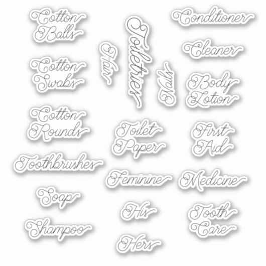 Toiletriestapellabels Sticker (Voorkant)