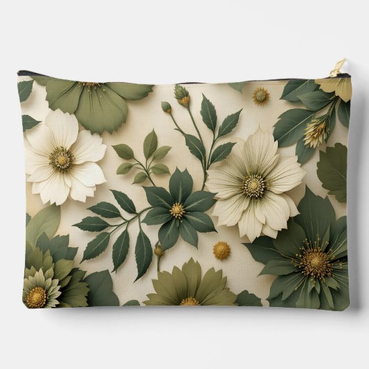 Toiletry bag green flowers pattern  etui (Achterkant)