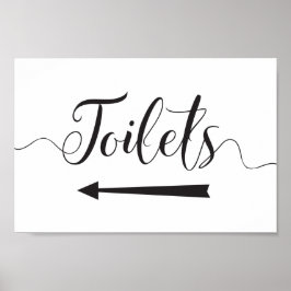 Toilets Richting Teken voor bruiloften Linkerpijl Poster