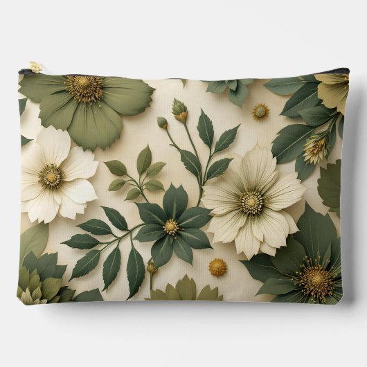 Toilettas groene bloemen motief etui (Voorkant)