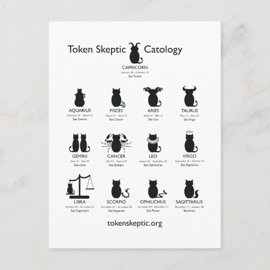Token Skeptic Catology / Astrology Briefkaart (Voorkant)