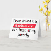 Token van mijn armoede, grappige mama en pap kerst kaart (Gele Bloem)