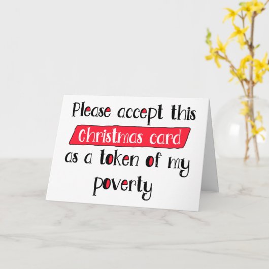 Token van mijn armoede, grappige mama en pap kerst kaart (Gele Bloem)