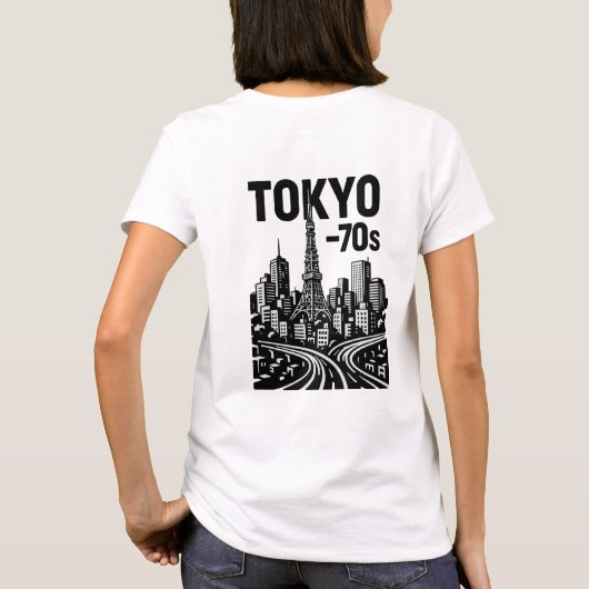 Tokio—70s Retro Kunst T-shirt | Vintage Japan... (Achterkant)