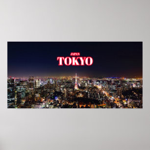 Tokio bij nacht - Japan Poster