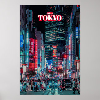 Tokio bij nacht - Japan Poster